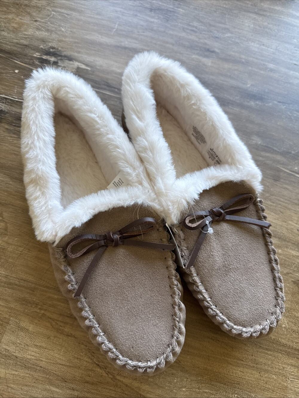 J.Crew Suede Tan Sherpa Slippers Women’s 9 Cozy Faux Fur Lined